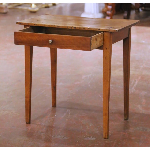 Brown 19th Century French Louis Philippe Walnut Side or Bedside Table With Drawer For Sale - Image 8 of 12