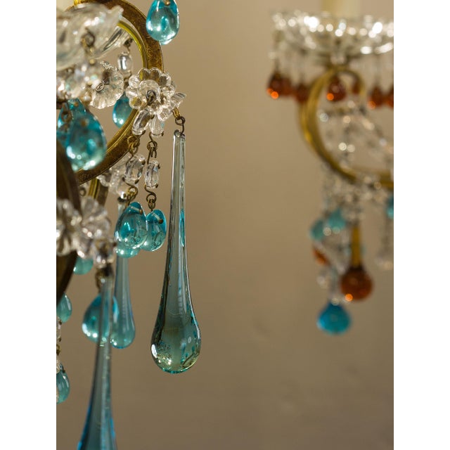 Vintage Five-Light Florentine Wall Lamp in Wrought Iron, 1970s For Sale - Image 6 of 14