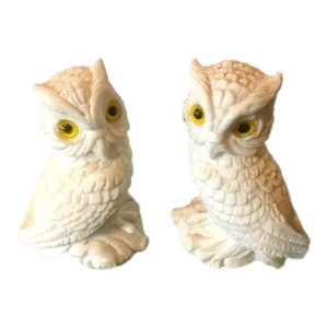 1960s Italian White Stone Owls - a Pair
