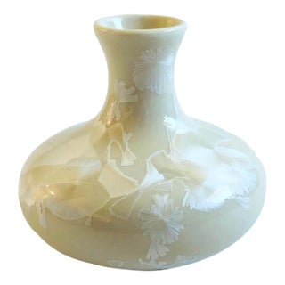 White Crystalline Pottery Bud Vase For Sale