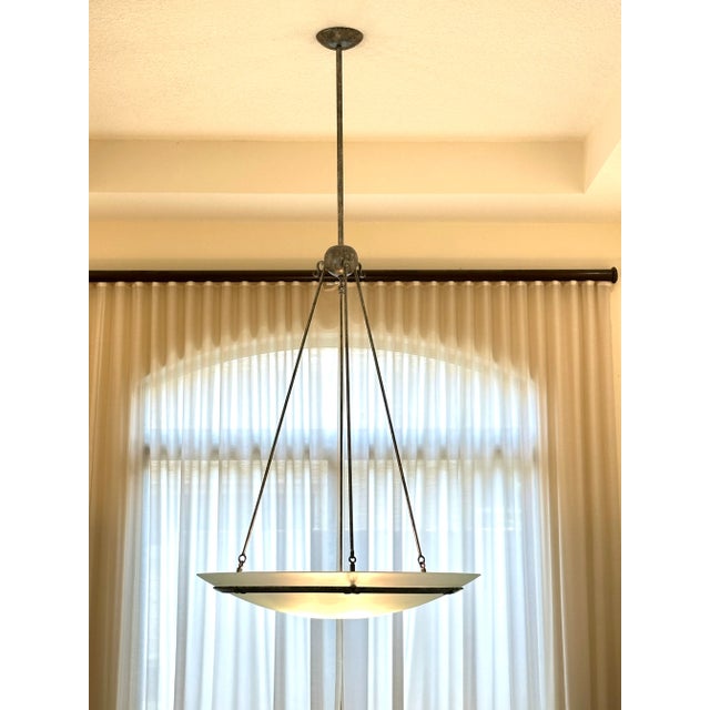 Gray Glass and Steel Pendant Chandelier For Sale - Image 8 of 12