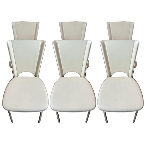 Leather Chairs, 1980s, Set of 6 For Sale