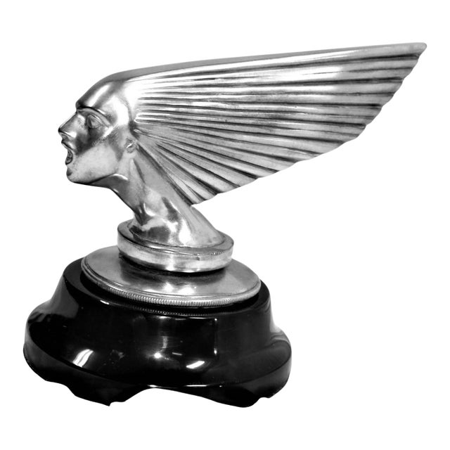 Art Deco Lady Face (Victory) Silvered Bronze in the Manner of Lalique For Sale