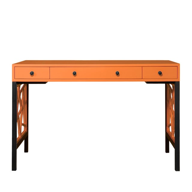 David Francis Tiffany Writing Desk - Orange For Sale - Image 4 of 9