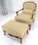 Wood Carved Cherry Frame Stripe Upholstery Lounge Chair w/ Matching Ottoman MINT For Sale - Image 7 of 12