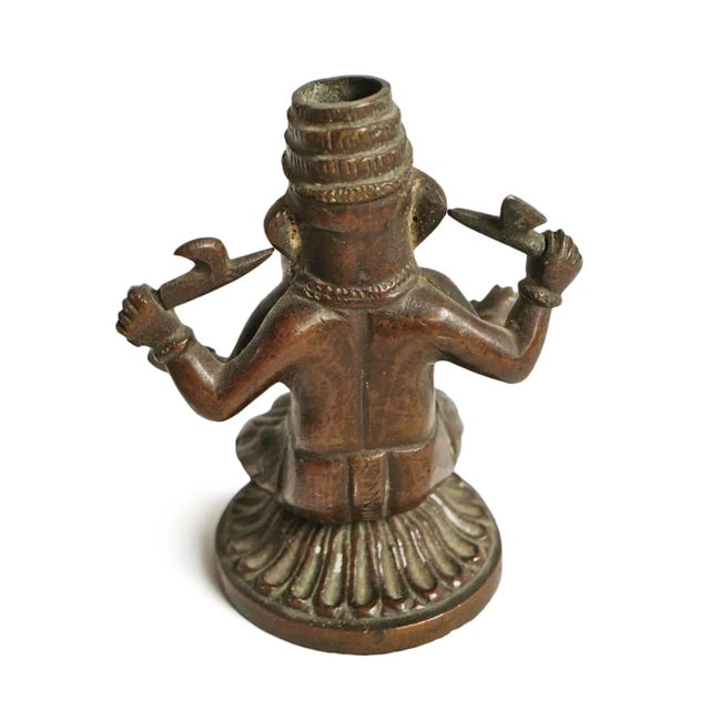 Indian Small Antique Bronze Ganesha Statue For Sale - Image 3 of 4