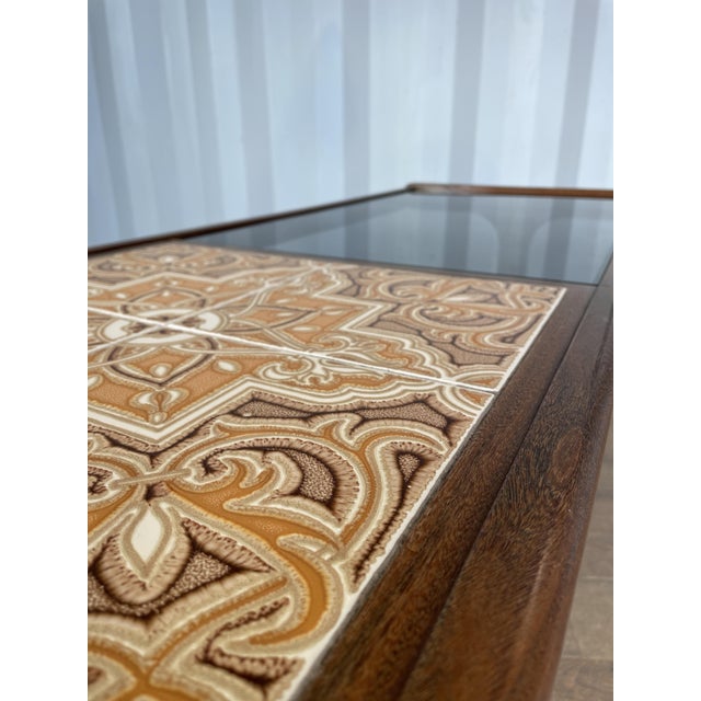 Brown Mid-Century British Teak Coffee Table with Smoked Glass and Ceramic Tile from G-Plan, 1970s For Sale - Image 8 of 17