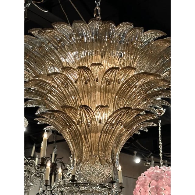 Modern Murano Fume Glass "Palmette" Chandelier For Sale - Image 3 of 5