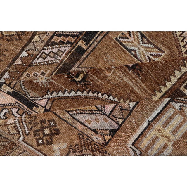 Vintage Hand-Knotted Turkish Kars Galley Rug in Wool With Medallion Design 4'6 X 11'5 For Sale - Image 12 of 13