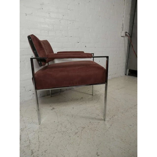 White Milo Baughman Style Arm Chair For Sale - Image 8 of 9