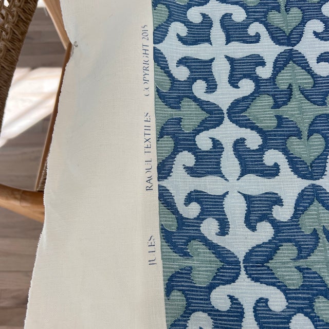 Hand Printed Raoul Textiles Jules Linen Fabric- By the Yard For Sale - Image 4 of 5