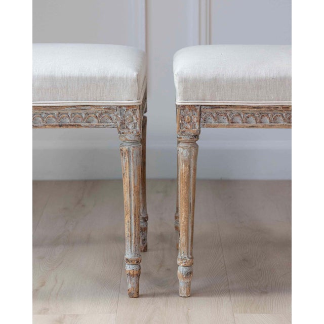 Gustavian (Swedish) Pair of 18th Century Swedish Gustavian Stools For Sale - Image 3 of 8