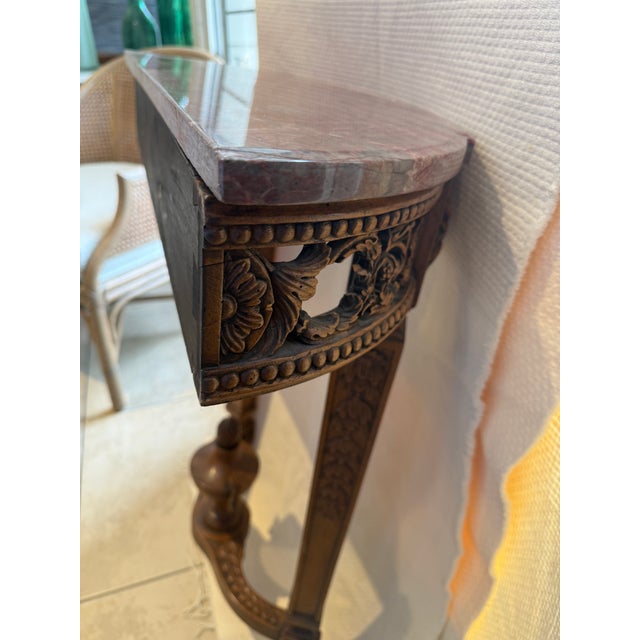 Mid 20th Century French Louis XVI Style Marble Top Wall Mounted Console Table For Sale - Image 16 of 16