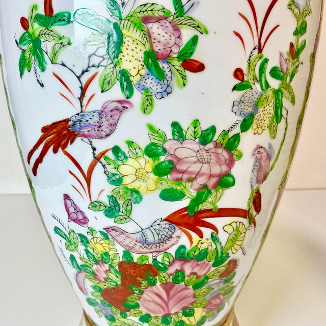 Late 19th C Antique Chinoiserie Boho Chic Hollywood Regency Famille Rose Vases - A Pair, Monumental For Sale - Image 14 of 18