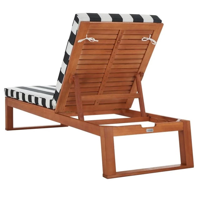 Contemporary Solano Sunlounger - Natural/Navy Stripe For Sale - Image 3 of 12