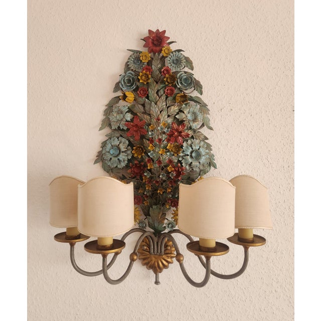 Large Vintage Gild Wall Lamp from CIANI Firenze, Italy, 1960s, Set of 3 For Sale - Image 6 of 18