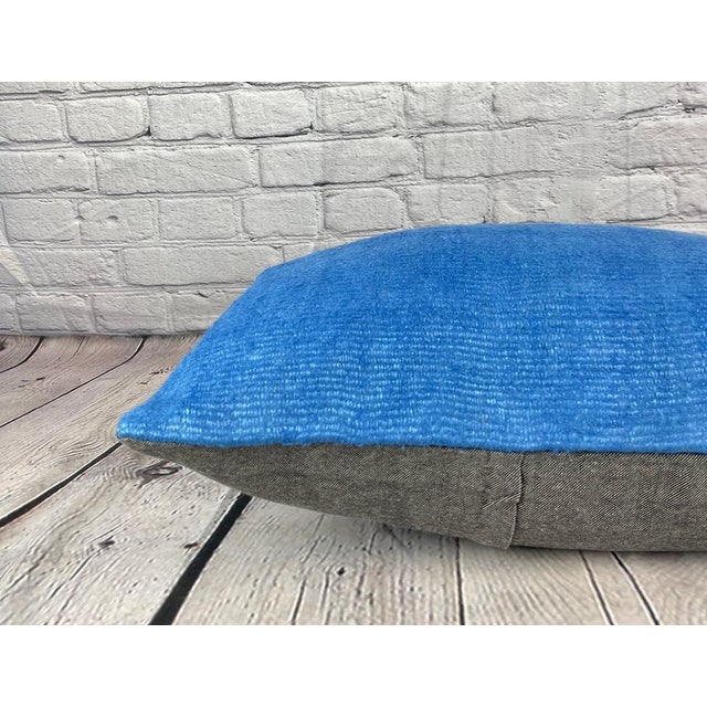 16 x 24 Hemp Pillow Turkish Cushion Natural Blue Pillow Cushion Cover For Sale - Image 4 of 4