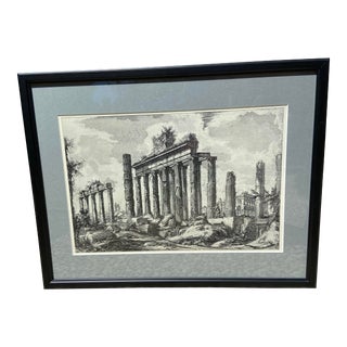 Mid 20th Century Roman Temple Ruin Etching After Giovanni Battista Piranesi For Sale