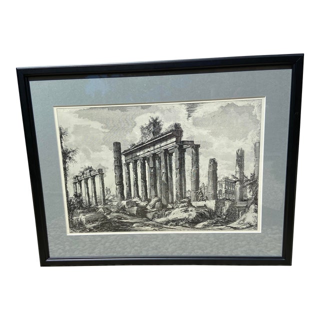 Mid 20th Century Roman Temple Ruin Etching After Giovanni Battista Piranesi For Sale