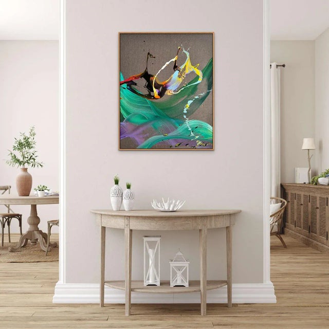 Abstract Contemporary Abstract Acrylic on Raw Canvas Painting "A Different Sunset" by Nikolaos Schizas For Sale - Image 3 of 5