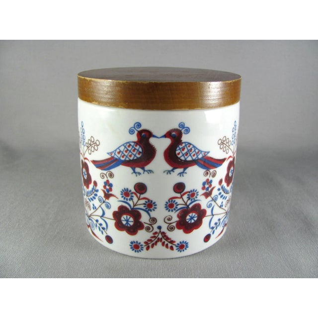 1966 Hand Painted German Folk Art Lidded Vanity Jar For Sale - Image 11 of 11
