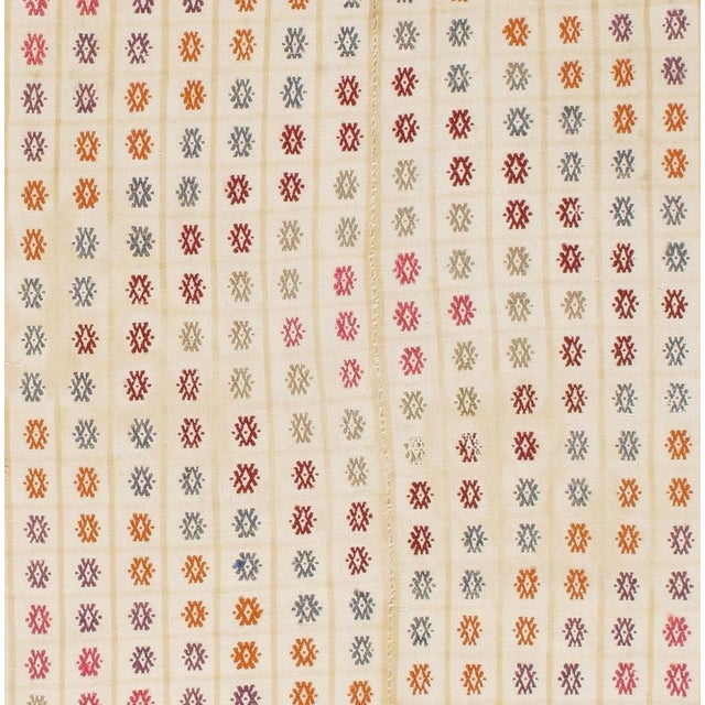 Vintage Turkish Cream Jajim Kilim Area Rug 6ft 8in X 12ft 2in For Sale In New York - Image 6 of 8