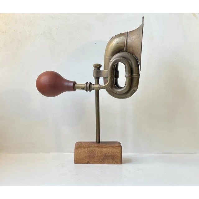 Vintage Scrap Art Sculpture with Brass Car Horn For Sale - Image 4 of 10