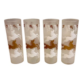 Vintage Calvalcade Equestrian Tom Collins Cocktail Glasses - Set of Four For Sale
