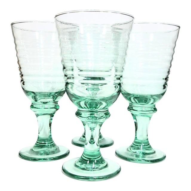 Sea Glass Green Goblets- Set of Four For Sale