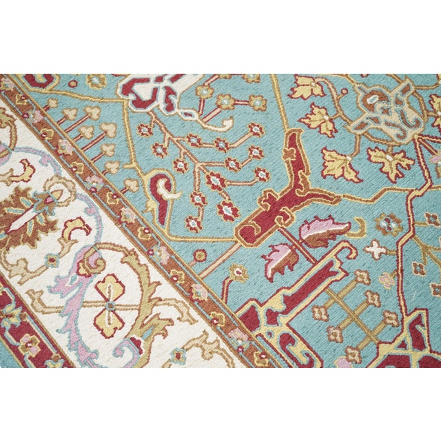 Aqua Turkish Sumak Rug 6'0" X 9'0" For Sale - Image 8 of 10