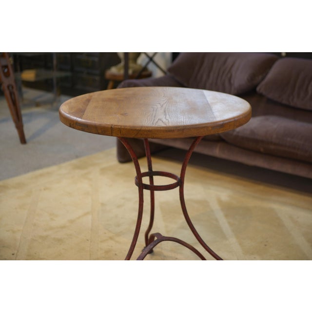 Patinated Bistro Table with Oak Top, 1950s For Sale - Image 6 of 10