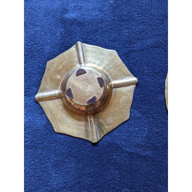 Brass 1960s Solid Brass Ashtrays With Faux Bamboo Edges - Set of 2 For Sale - Image 8 of 12