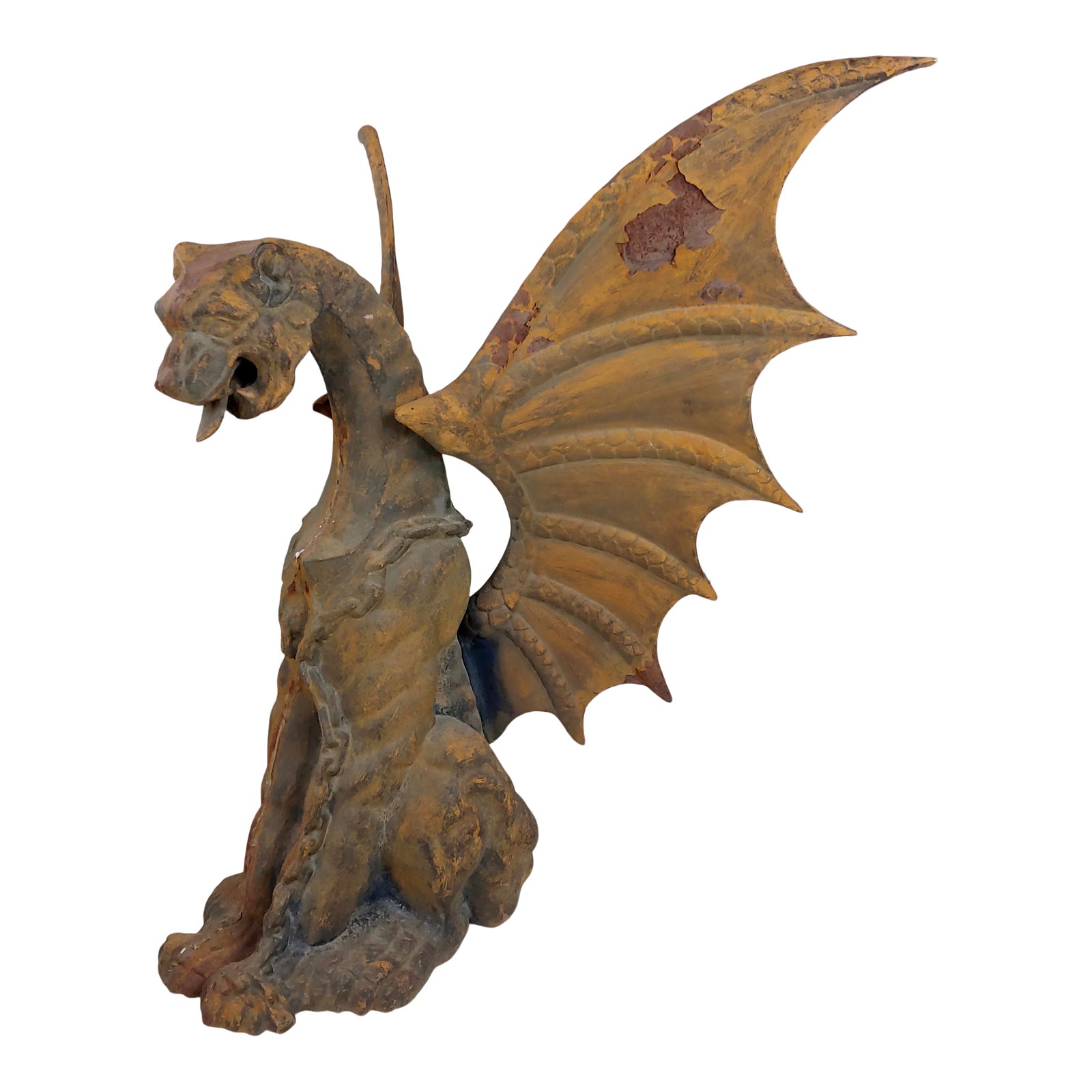 Vintage Heavy Cast Iron Winged Gargoyle Figure Chairish