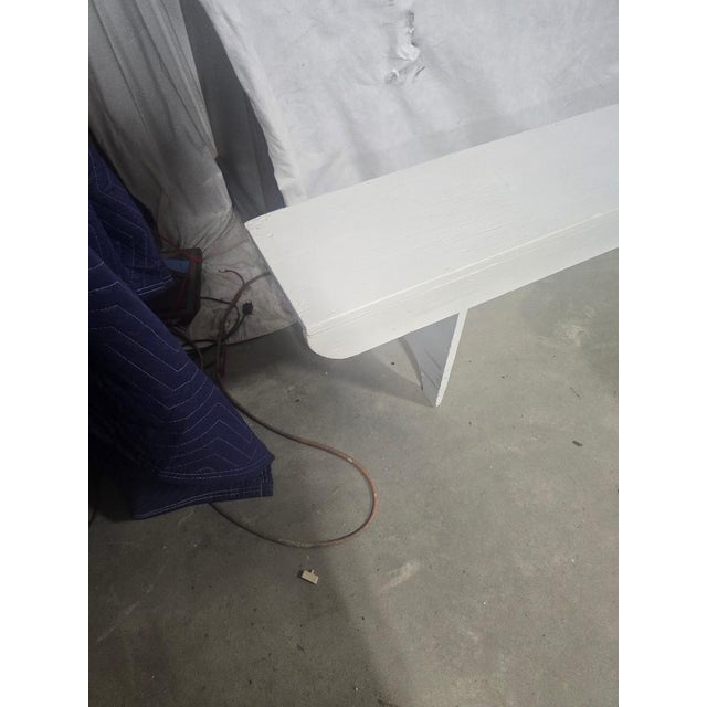 American Long White Painted Farmhouse Bench – 84 Inches For Sale - Image 3 of 4
