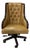 Traditional Tufted Executive Chair in Beige Faux Leather & Dark Wood For Sale
