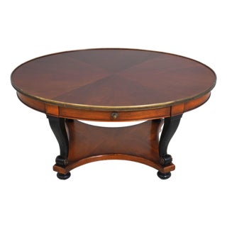Theodore Alexander Oval Mahogany 2 Drawer Coffee Table For Sale