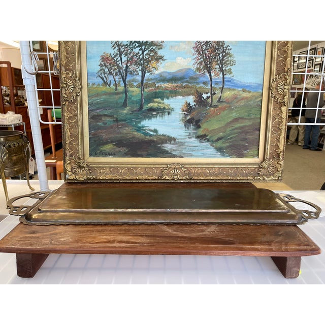 Red Vintage Hand-Etched Peacock Serving Tray - Made in India For Sale - Image 8 of 11