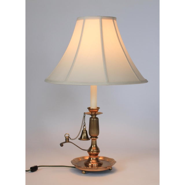 Vintage Frederick Cooper brass chamberstick table lamp with snuffer. Makers mark on socket. Wired and in working...