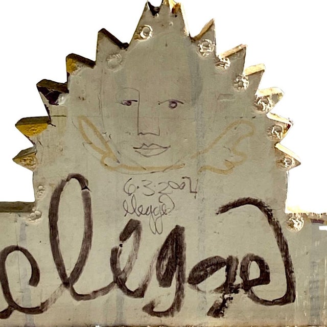 Off-white Folk Art Americana Painting Sitting Bull by Artist Eric Legge For Sale - Image 8 of 10