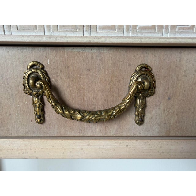 Vintage Italian Neoclassical Style Console Table With Lion Head Carvings & Greek Key Motif For Sale - Image 4 of 12