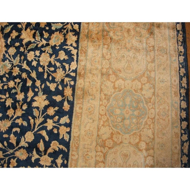 1930s Navy Blue Background Antique Oversized Ardabil Design Kerman Rug For Sale - Image 4 of 8