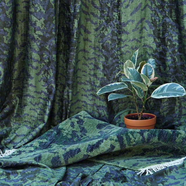 Contemporary Hand-Knotted Striped Tiger Pattern Bengal Rug in Deep Green - 5 X 7 For Sale - Image 3 of 5