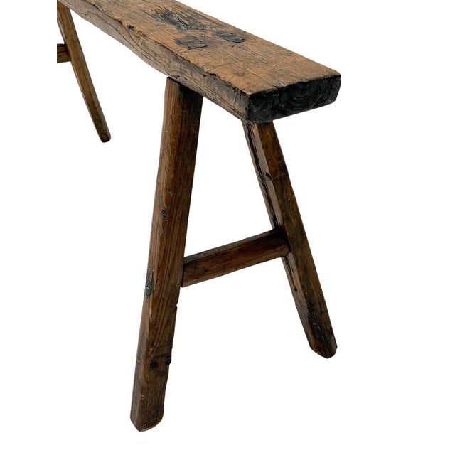 French Rustic Provincial Bench in Pine and Elm, 1950s For Sale - Image 4 of 12