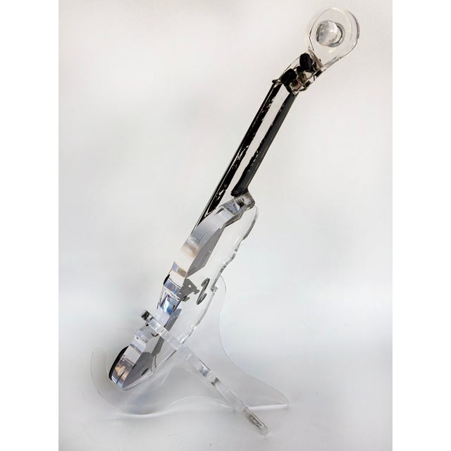 Plastic Custom-Made Lucite Violin Sculpture on Stand Signed and Numbered Limited Edition #1/10 For Sale - Image 7 of 13
