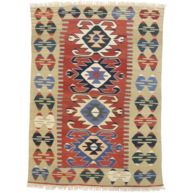 Vintage Persian Shiraz Kilim Rug, 03'10 X 05'04 For Sale - Image 9 of 9