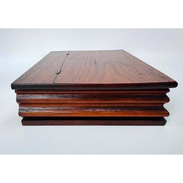 Vintage Hardwood Document Box With Hinged Lid For Sale - Image 6 of 12