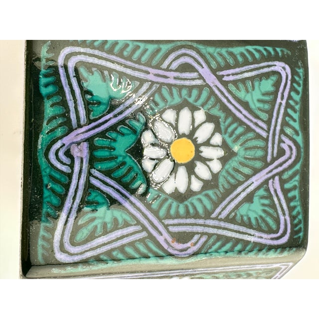 Antique German hexagonal covered ceramic box made by Wachtersbach art department and designed by Christian Neureuther...
