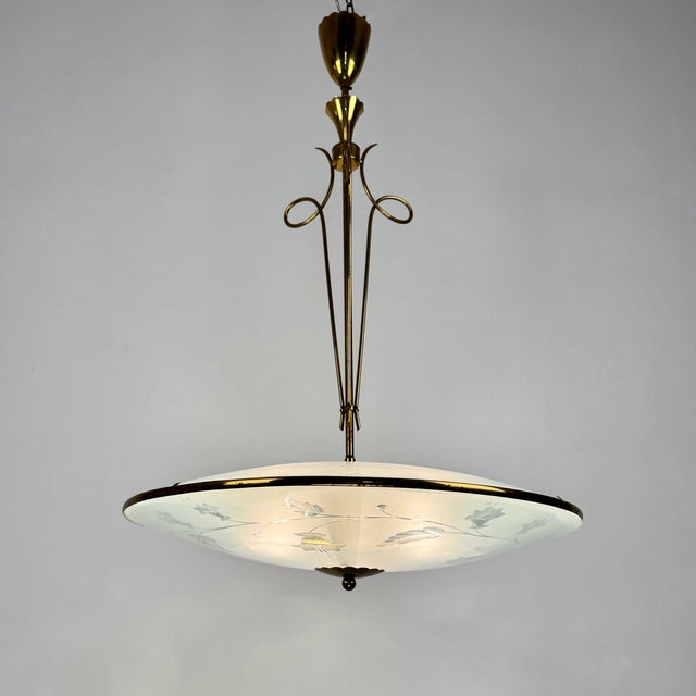 Fontana Arte Italian UFO Pendant Light by Pietro Chiesa for Fontana Arte, 1950s For Sale - Image 4 of 8