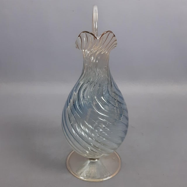 Vintage Modern Ribbed Blown Glass Jug from Parise, 1980s For Sale - Image 4 of 13