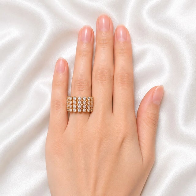 Modern 18K Two Tone Gold La Reina Diamond Designer Eternity Band Ring For Sale - Image 3 of 3